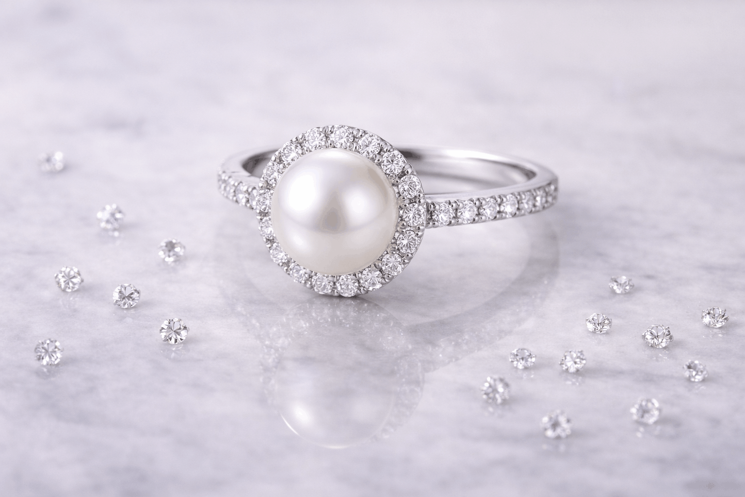 07. Diamond Accents in Pearl Settings