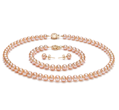 6-7mm AAA Quality Freshwater Cultured Pearl Set in Pink