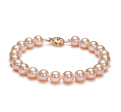 7-8mm AAA Quality Freshwater Cultured Pearl Bracelet in Pink