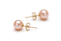 6-7mm AAAA Quality Freshwater Cultured Pearl Earring Pair in Pink