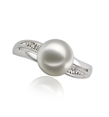 7-8mm AAA Quality Japanese Akoya Cultured Pearl Ring in Caroline White