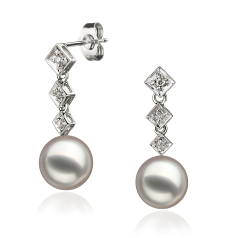 8-9mm AAA Quality Japanese Akoya Cultured Pearl Set in Rozene White