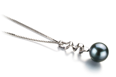 6-7mm AA Quality Japanese Akoya Cultured Pearl Pendant in Greta Black