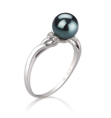 6-7mm AAA Quality Japanese Akoya Cultured Pearl Ring in Andrea Black