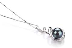 8-9mm AAA Quality Japanese Akoya Cultured Pearl Pendant in Eldova Black