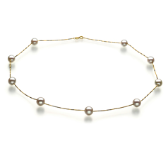 7-8mm AAA Quality Japanese Akoya Cultured Pearl Necklace in Tin Cup White