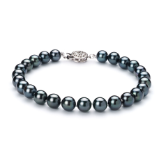 6.5-7mm AA Quality Japanese Akoya Cultured Pearl Bracelet in Black