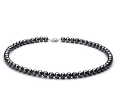 6-7mm AA Quality Freshwater Cultured Pearl Necklace in Black