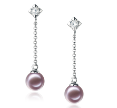 6-7mm AAAA Quality Freshwater Cultured Pearl Earring Pair in Ingrid Lavender