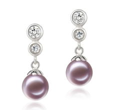 7-8mm AAAA Quality Freshwater Cultured Pearl Earring Pair in Colleen Lavender