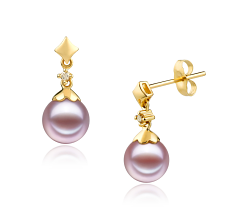 7-8mm AAAA Quality Freshwater Cultured Pearl Earring Pair in Georgia Lavender