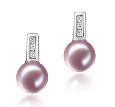 7-8mm AAAA Quality Freshwater Cultured Pearl Earring Pair in Valery Lavender