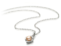 6-7mm AA Quality Freshwater Cultured Pearl Pendant in Vera Pink