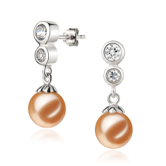 7-8mm AAAA Quality Freshwater Cultured Pearl Earring Pair in Colleen Pink