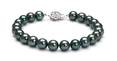 7-7.5mm AAA Quality Japanese Akoya Cultured Pearl Set in Black