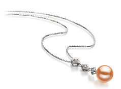 9-10mm AAAA Quality Freshwater Cultured Pearl Pendant in Rozene Pink
