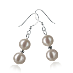 6-7mm A Quality Freshwater Cultured Pearl Earring Pair in Cerella White