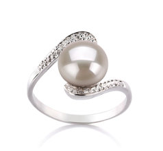 9-10mm AA Quality Freshwater Cultured Pearl Ring in Chantel White