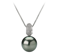 10-10.5mm AAA Quality Tahitian Cultured Pearl Pendant in Cecilia Black