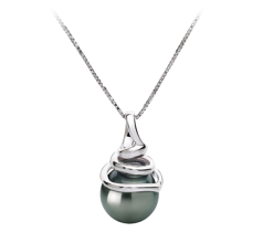 8-9mm AAA Quality Tahitian Cultured Pearl Pendant in Demetria Black