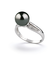 8-9mm AAA Quality Tahitian Cultured Pearl Ring in Caroline Black