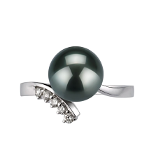 8-9mm AAA Quality Tahitian Cultured Pearl Ring in Grace Black