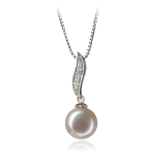 9-10mm AAA Quality Freshwater Cultured Pearl Pendant in Clementina White