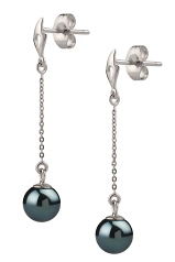 6-7mm AA Quality Japanese Akoya Cultured Pearl Earring Pair in Misha Black