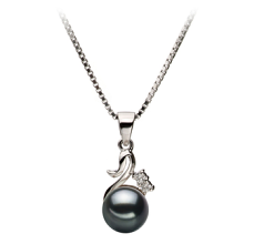 6-7mm AA Quality Japanese Akoya Cultured Pearl Pendant in Ariana Black