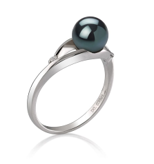 6-7mm AA Quality Japanese Akoya Cultured Pearl Ring in Tanya Black