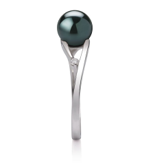 6-7mm AA Quality Japanese Akoya Cultured Pearl Ring in Tanya Black