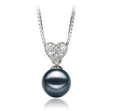 7-8mm AA Quality Japanese Akoya Cultured Pearl Pendant in Randy Black