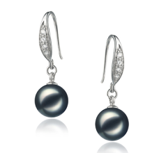 8-9mm AA Quality Japanese Akoya Cultured Pearl Earring Pair in Jacy Black