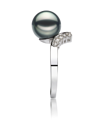 8-9mm AA Quality Japanese Akoya Cultured Pearl Ring in Grace Black