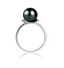 8-9mm AA Quality Japanese Akoya Cultured Pearl Ring in Francine Black