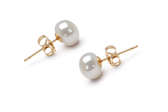 6-7mm AAA Quality Freshwater Cultured Pearl Earring Pair in White