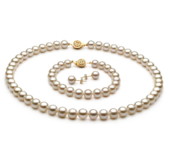 7-8mm AAAA Quality Freshwater Cultured Pearl Set in White