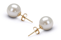 9-10mm AAAA Quality Freshwater Cultured Pearl Earring Pair in White