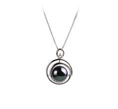 9-10mm AA Quality Freshwater Cultured Pearl Pendant in Kelly Black