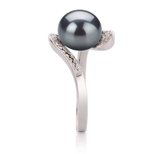 9-10mm AA Quality Freshwater Cultured Pearl Ring in Chantel Black