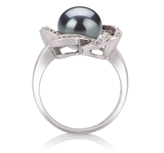 9-10mm AA Quality Freshwater Cultured Pearl Ring in Fiona Black