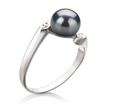 6-7mm AAA Quality Freshwater Cultured Pearl Ring in Dana Black