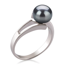 7-8mm AAA Quality Freshwater Cultured Pearl Ring in Jenna Black