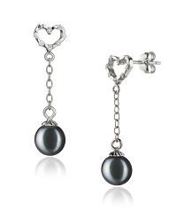 6-7mm AAAA Quality Freshwater Cultured Pearl Earring Pair in Hedda Black