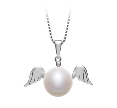 9-10mm AA Quality Freshwater Cultured Pearl Pendant in Angel White