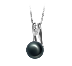 9-10mm AA Quality Freshwater Cultured Pearl Pendant in Hiriko Black