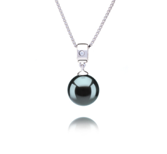 9-10mm AAA Quality Tahitian Cultured Pearl Pendant in Nicole Black