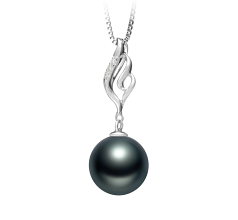 10-11mm AAA Quality Tahitian Cultured Pearl Pendant in Loretta Black