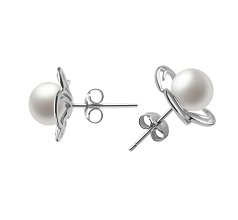 7-8mm AA Quality Freshwater Cultured Pearl Earring Pair in Bella White