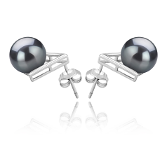 8-9mm AAAA Quality Freshwater Cultured Pearl Earring Pair in Africa Black